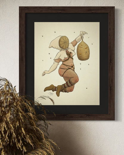 Medieval Beekeeper Pin-Up Art Print