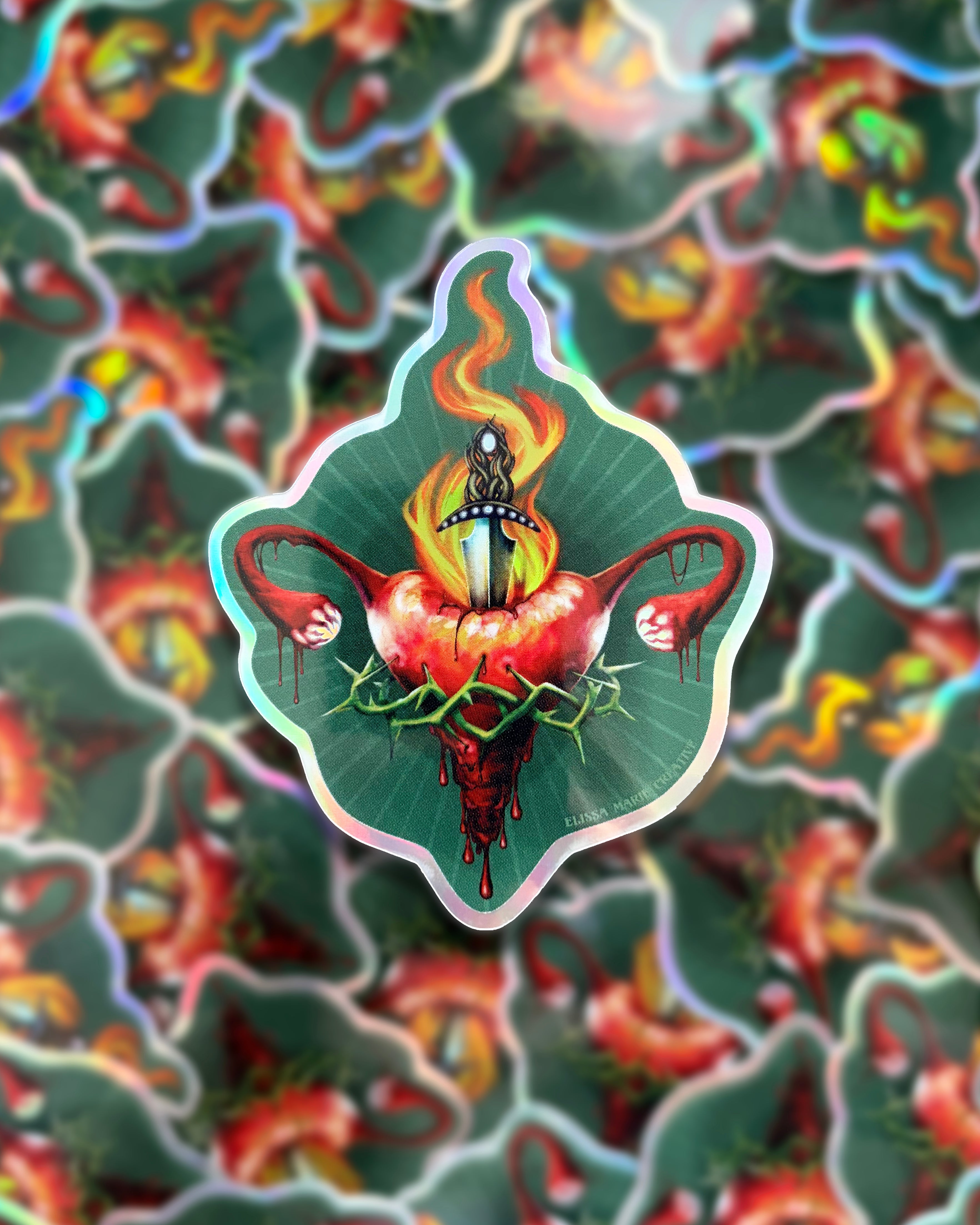 Sacral Heart Holo Sticker – Elissa Marie Creative