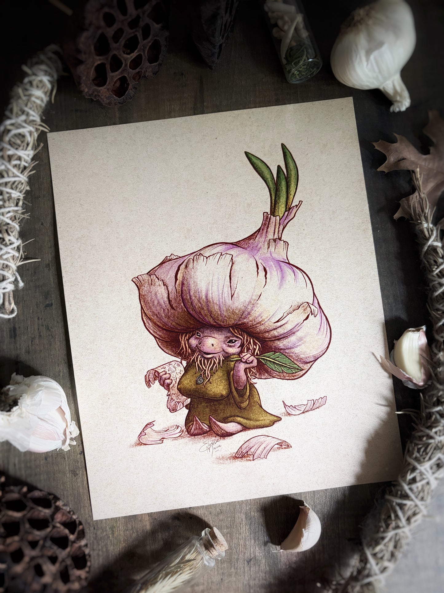 Sprout Garlic Podling Art Print