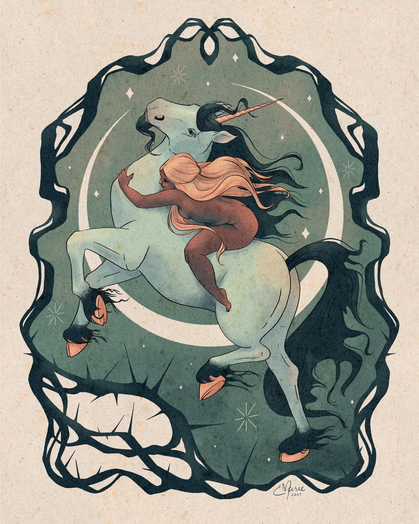 Unicorn and the Maiden Art Print