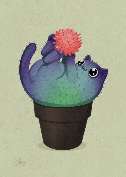 Coral Prickly Purr Catcus Art Print | cactus | succulents