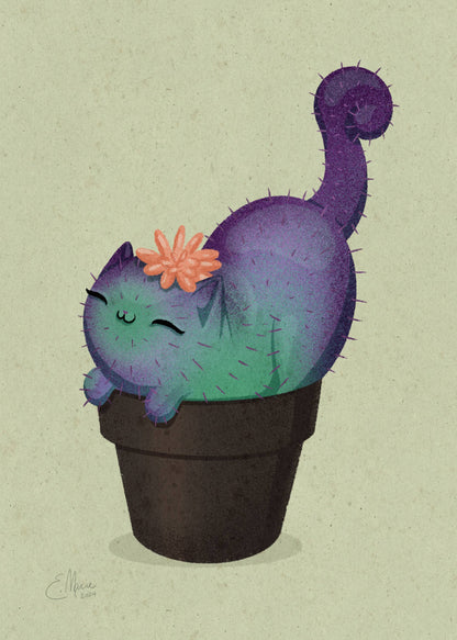 Peach Prickly Purr Catcus Art Print | cactus | succulents